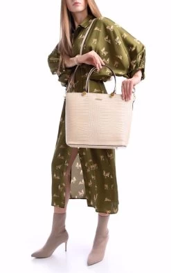 Bosccolo Women's Ecru Leather Shoulder Bag -Madam Clothing Store fc04664ebf091553358910673eadcd50