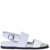 EOS Women's Maite Italian Leather Double Strap Sandals With Buckle Ankle Strap White