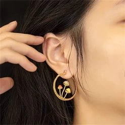 Beakey Cute Mushroom Earrings Chunky Gold Hoop Jewellery -Madam Clothing Store fd55a5ad34114ea8cf9bcc03e8da6b29