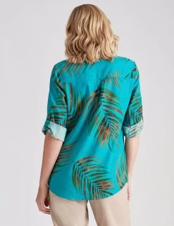 Noni B 3/4 Sleeve Print Linen Shirt Baltic -Madam Clothing Store fdacb317e40cbe67f0c17897fda494be