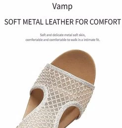 Beakey Womens Wedge Sandal Open Toe High Heel Zipper Sandal-Gold -Madam Clothing Store fde47d8cbdbee267a7cbd6d6dd52d038