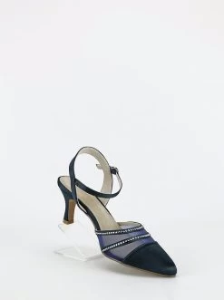Clarice Demure Leather Heeled Sandals - Navy/Satin -Madam Clothing Store ff0647ff90ee6c14a6c8f0d9546a64cf