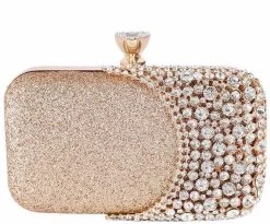 Beakey Womens Crystal Evening Clutch Bag Wedding Purse Party Bag-Gold